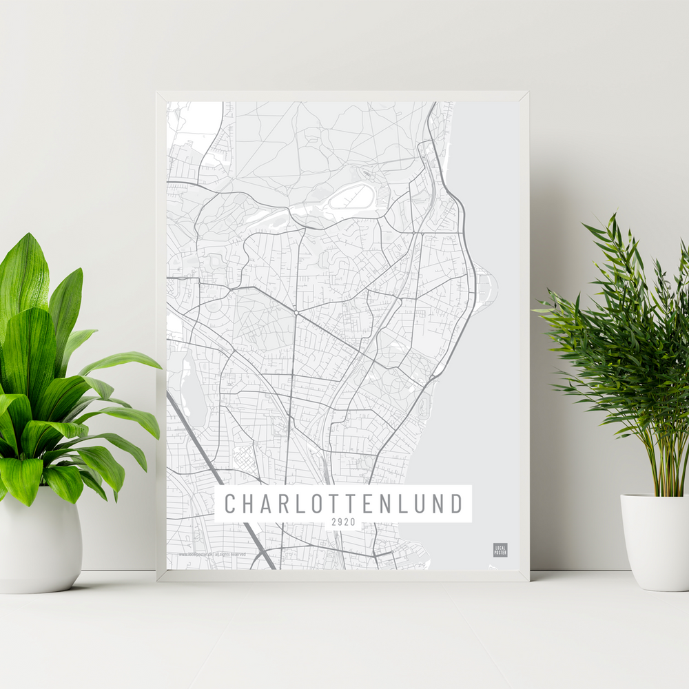 Charlottenlund by plakat local poster hvid