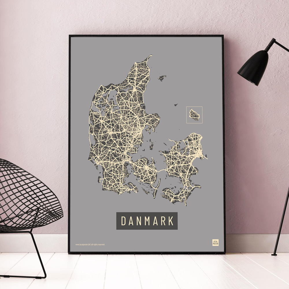 Danmark by plakat local poster mørk