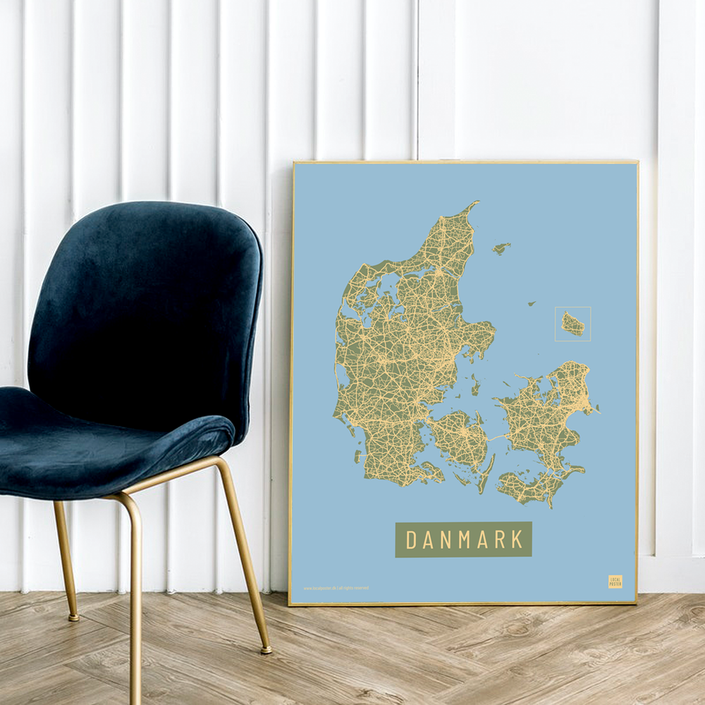 Danmark by plakat local poster grøn