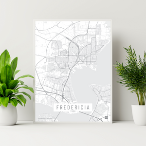 Fredericia by plakat local poster hvid